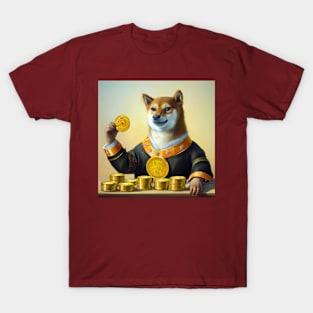 shiba counting gold coins 1 T-Shirt